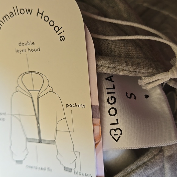 NWT Blogilates Marshmallow Full Zip Hoodie Sweatshirt Heathered Gray - Picture 7 of 13